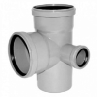 КП0095 Крестовина правая двухплоскостная Политэк 110-110-50-90° внутренняя канализация серая
